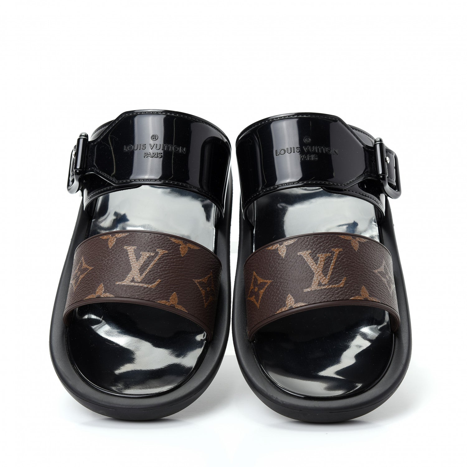 Louis Vuitton Monogram Sunbath Flat Mule Sandals 36 Black 5 of 10