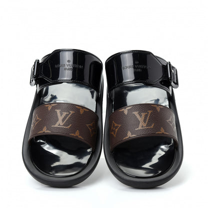 Louis Vuitton Monogram Sunbath Flat Mule Sandals 36 Black 5 of 10