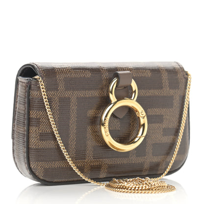 Fendi Glazed Fabric FF 1974 Nano Baguette Charm Mogano Panna 3 of 11
