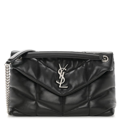 Saint Laurent Lambskin Quilted Small Loulou Puffer Monogram Chain Satchel Black 1 of 10