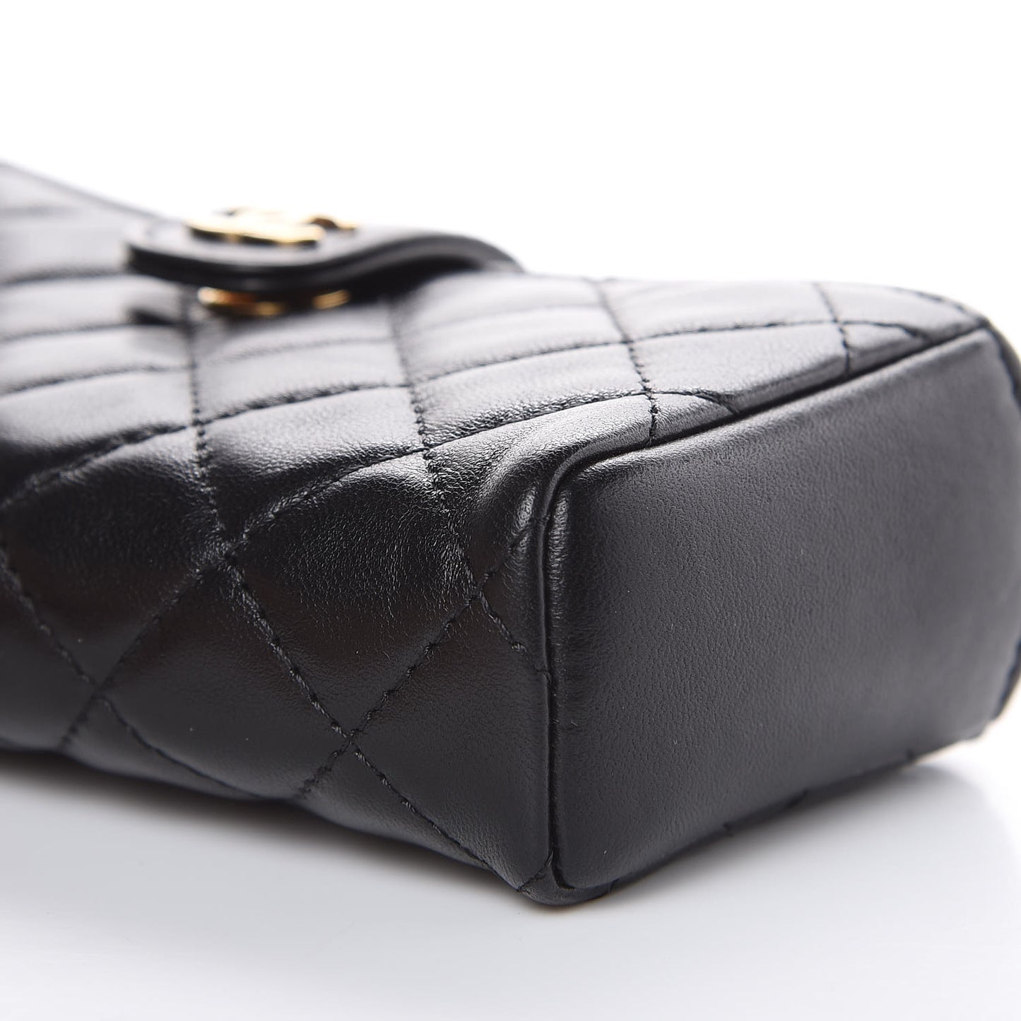 Lambskin Quilted Mini Phone Holder Clutch Black