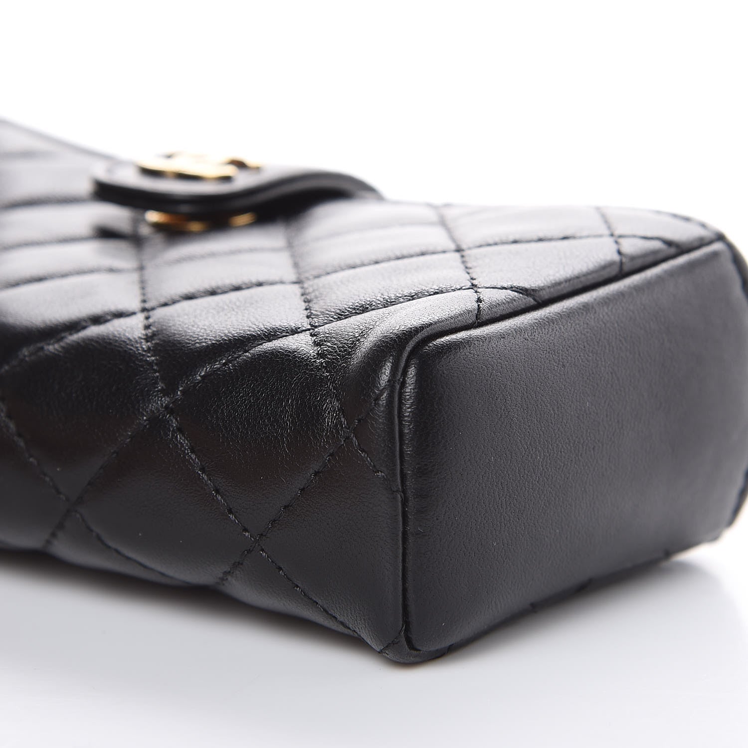 Chanel Lambskin Quilted Mini Phone Holder Clutch Black 10 of 10