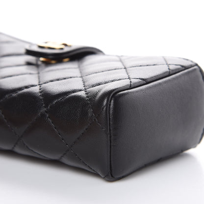 Chanel Lambskin Quilted Mini Phone Holder Clutch Black 10 of 10