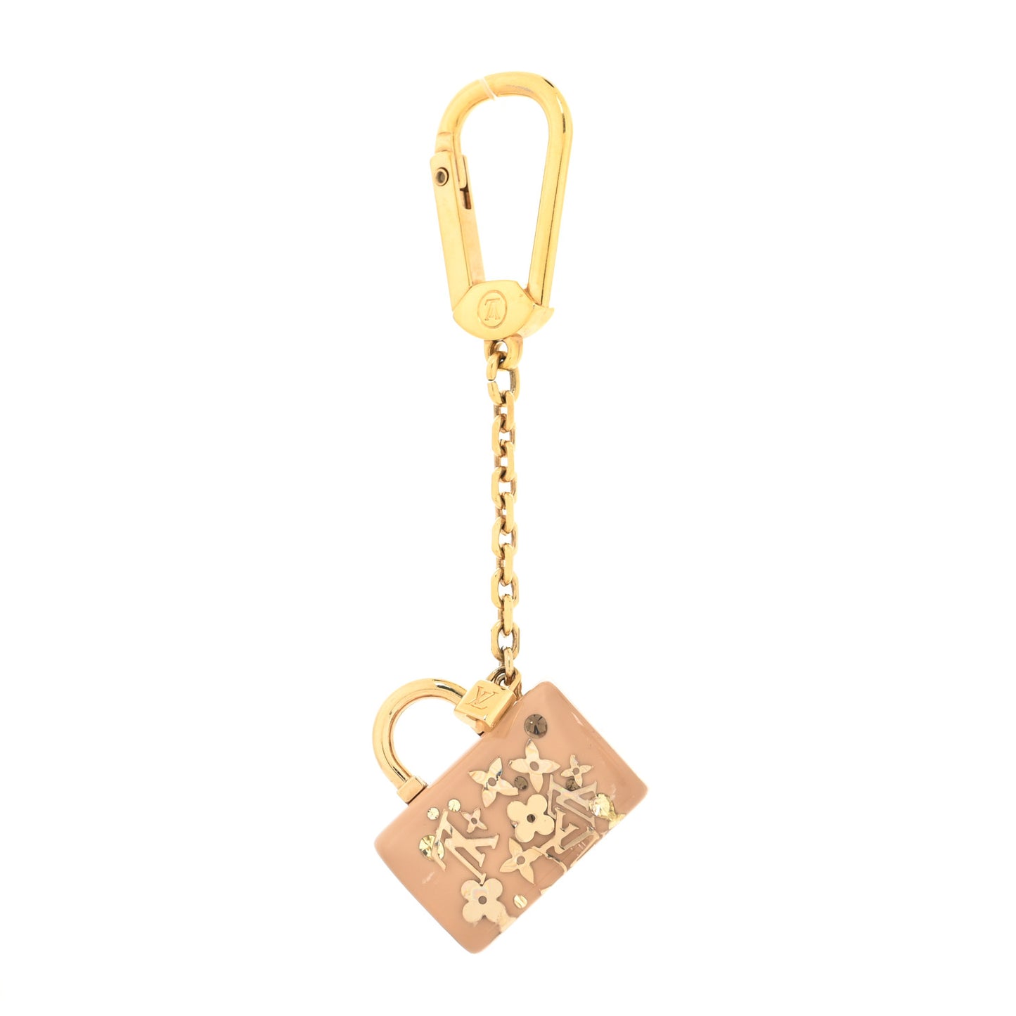 Resin Inclusion Speedy Bag Charm Key Chain Beige
