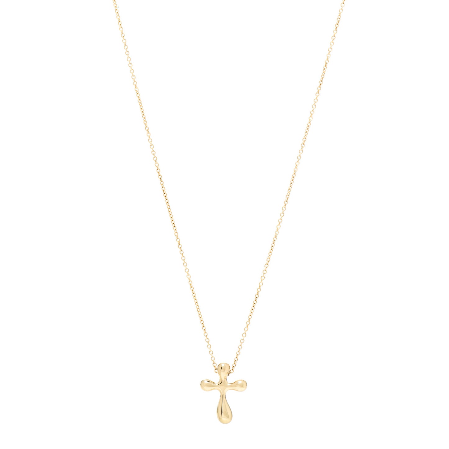 18K Yellow Gold 12mm Elsa Peretti Cross Pendant Necklace