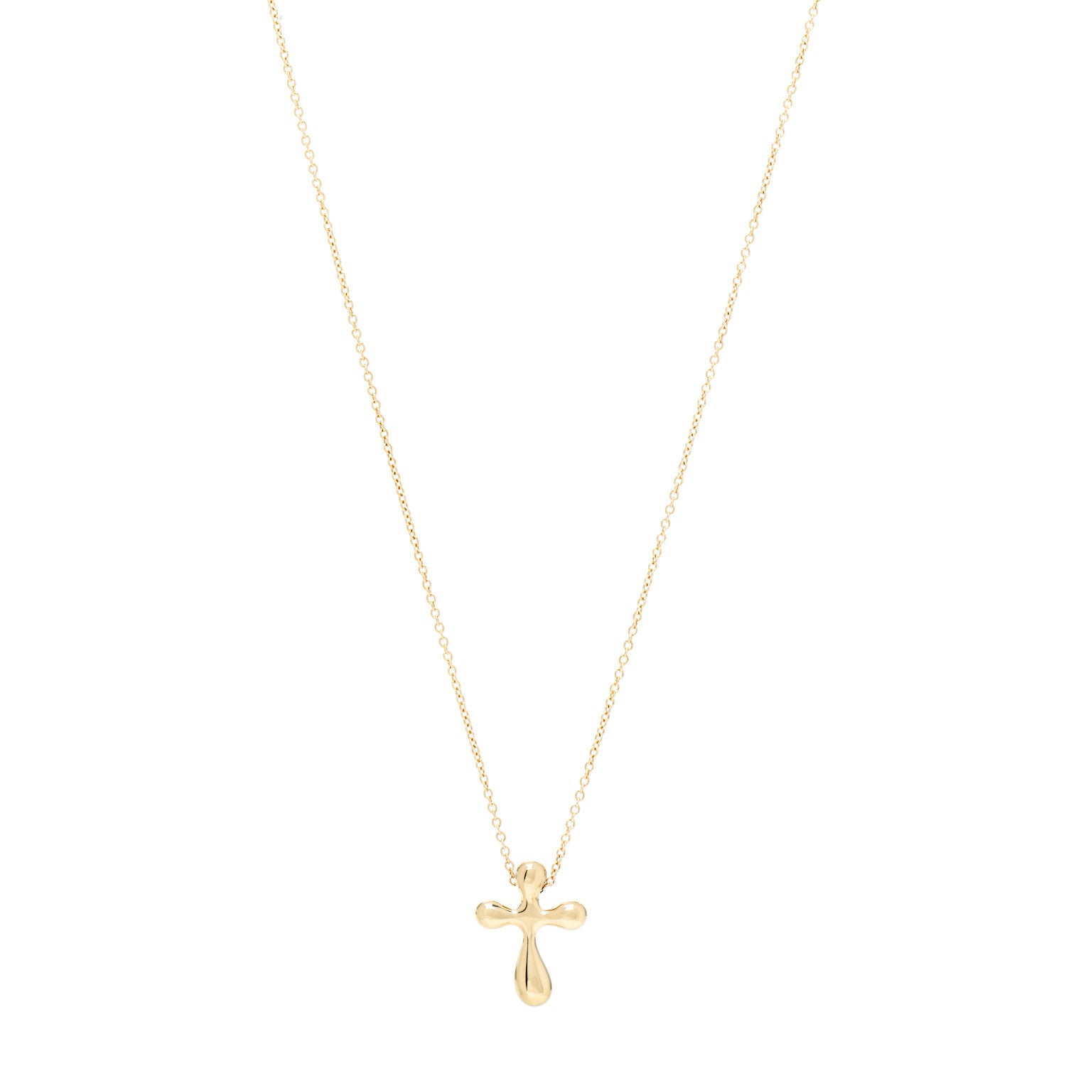 Tiffany 18K Yellow Gold 12mm Elsa Peretti Cross Pendant Necklace 1 of 5
