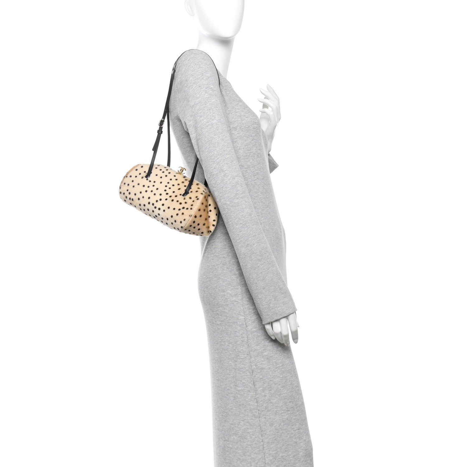 Chanel Pony Hair Cheetah Printed Creative Fabrics CC Clutch With Strap Light Beige Black 2 of 11
