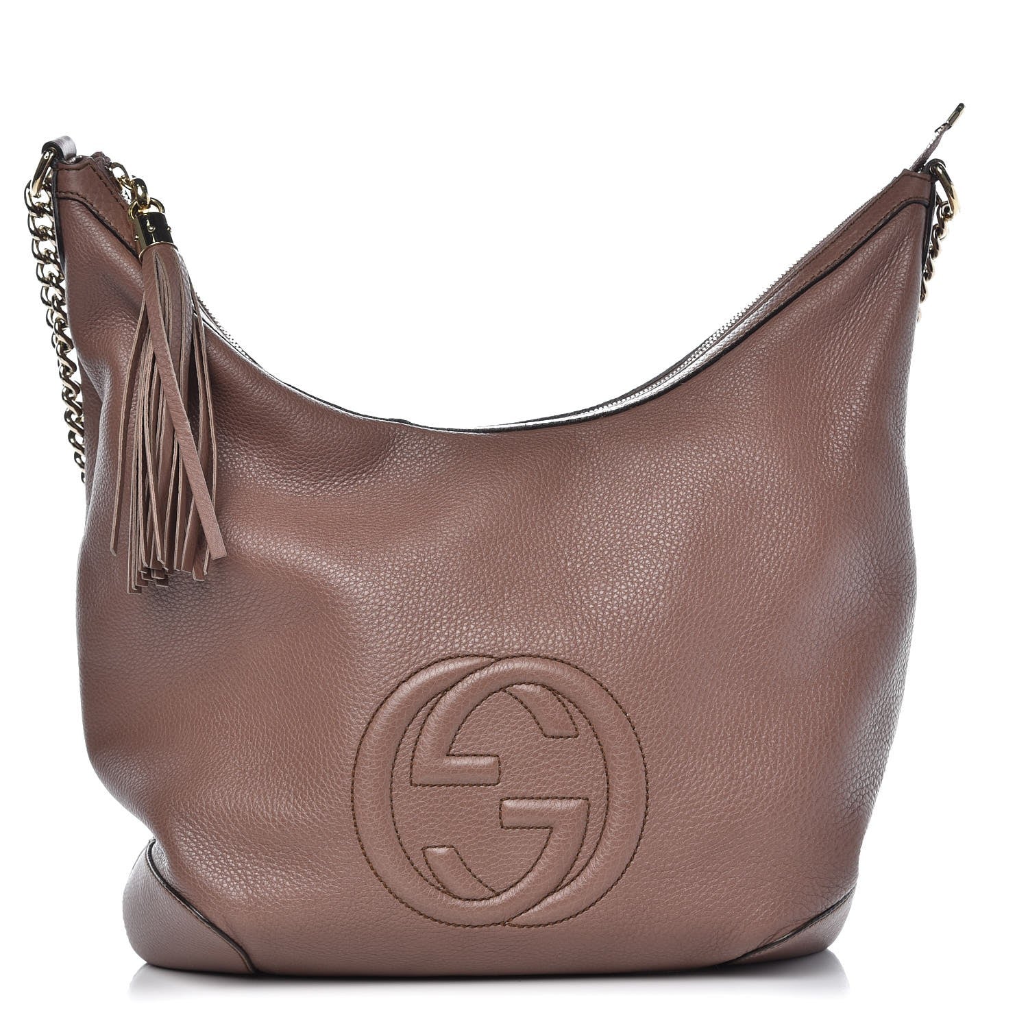 Gucci Pebbled Calfskin Medium Soho Chain Hobo Dark Cipria 1 of 11