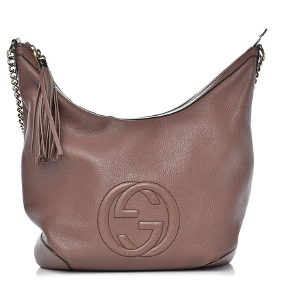 Gucci Pebbled Calfskin Medium Soho Chain Hobo Dark Cipria 1 of 11