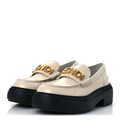 Fendi Vitello Abrasivato Fendigraphy 50mm Loafers 40 Blanco Babe 4 of 13