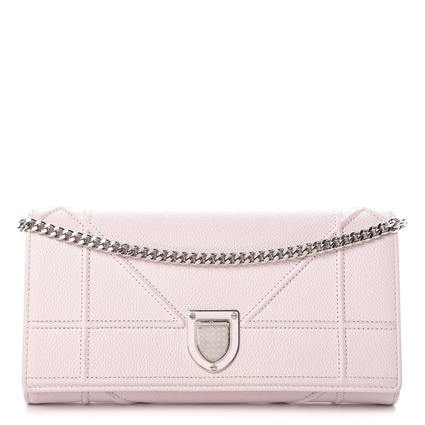 Grained Calfskin Diorama Croisiere Chain Wallet Pink
