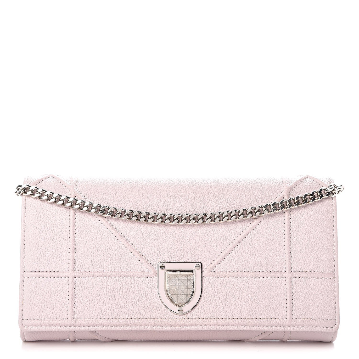 Christian Dior Grained Calfskin Diorama Croisiere Chain Wallet Pink 1 of 16