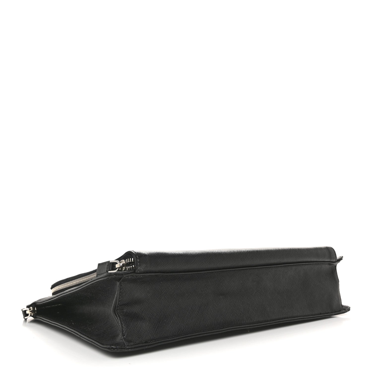 Prada Saffiano Cuir Front Zip Pocket Briefcase Black 4 of 14