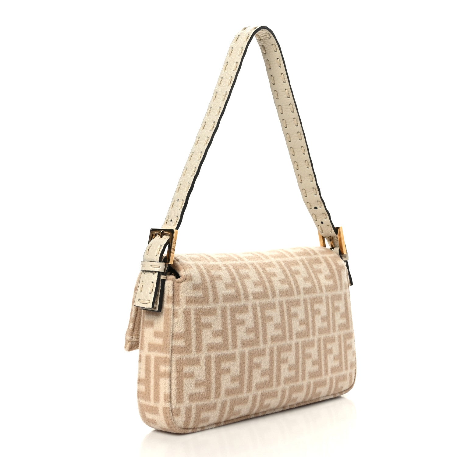 Fendi Wool Cuoio Romano Selleria FF 1974 Baguette 1997 Beige Cammello Camelia 3 of 8