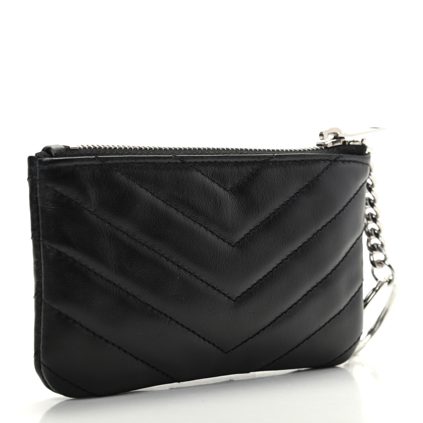 Calfskin Matelasse Monogram Key Pouch Black