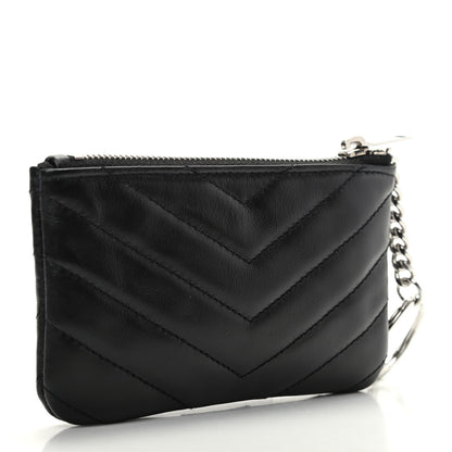 Saint Laurent Calfskin Matelasse Monogram Key Pouch Black 3 of 7