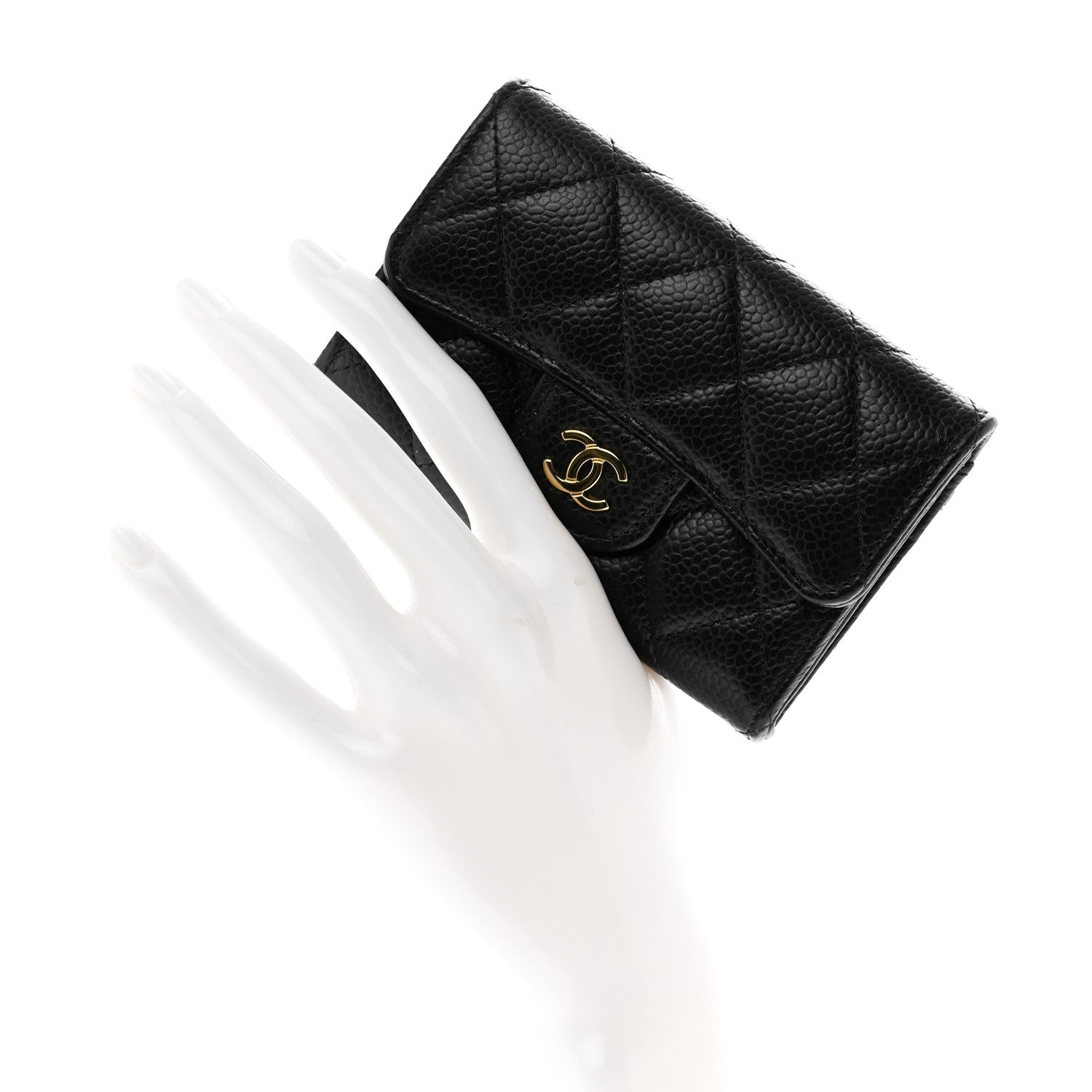 Chanel Caviar Quilted Flap Card Holder Wallet Black 2 of 9