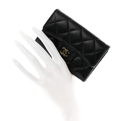Chanel Caviar Quilted Flap Card Holder Wallet Black 2 of 9