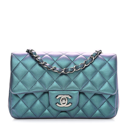 Chanel Iridescent Lambskin Quilted Mini Rectangular Flap Turquoise 1 of 12