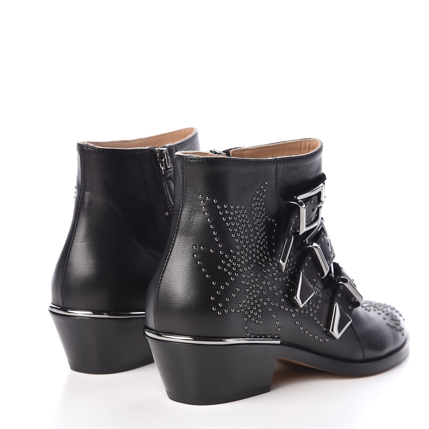 Nappa Sheepskin Studded Susanna Ankle Boots 35 Black Silver