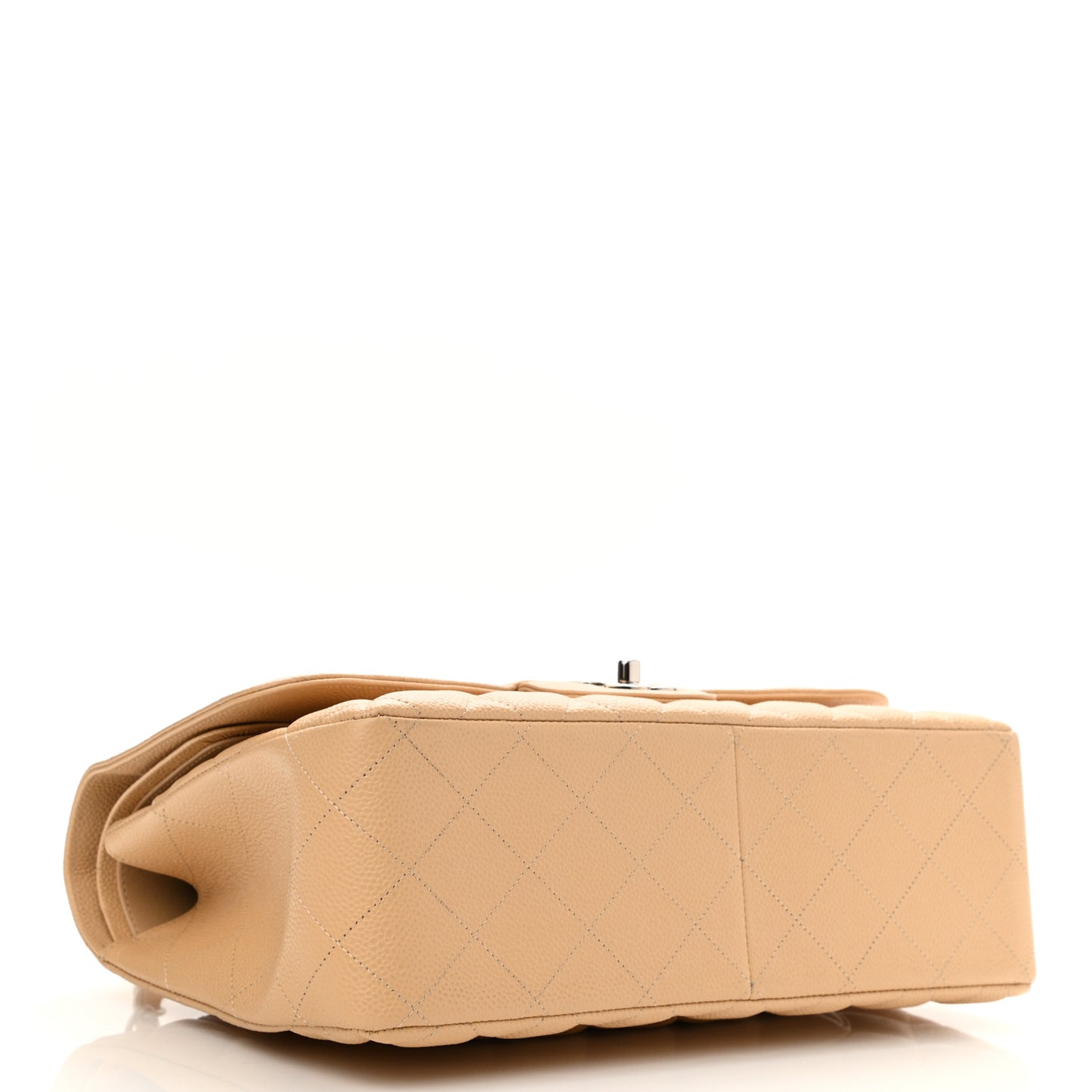 Caviar Quilted Jumbo Double Flap Light Beige