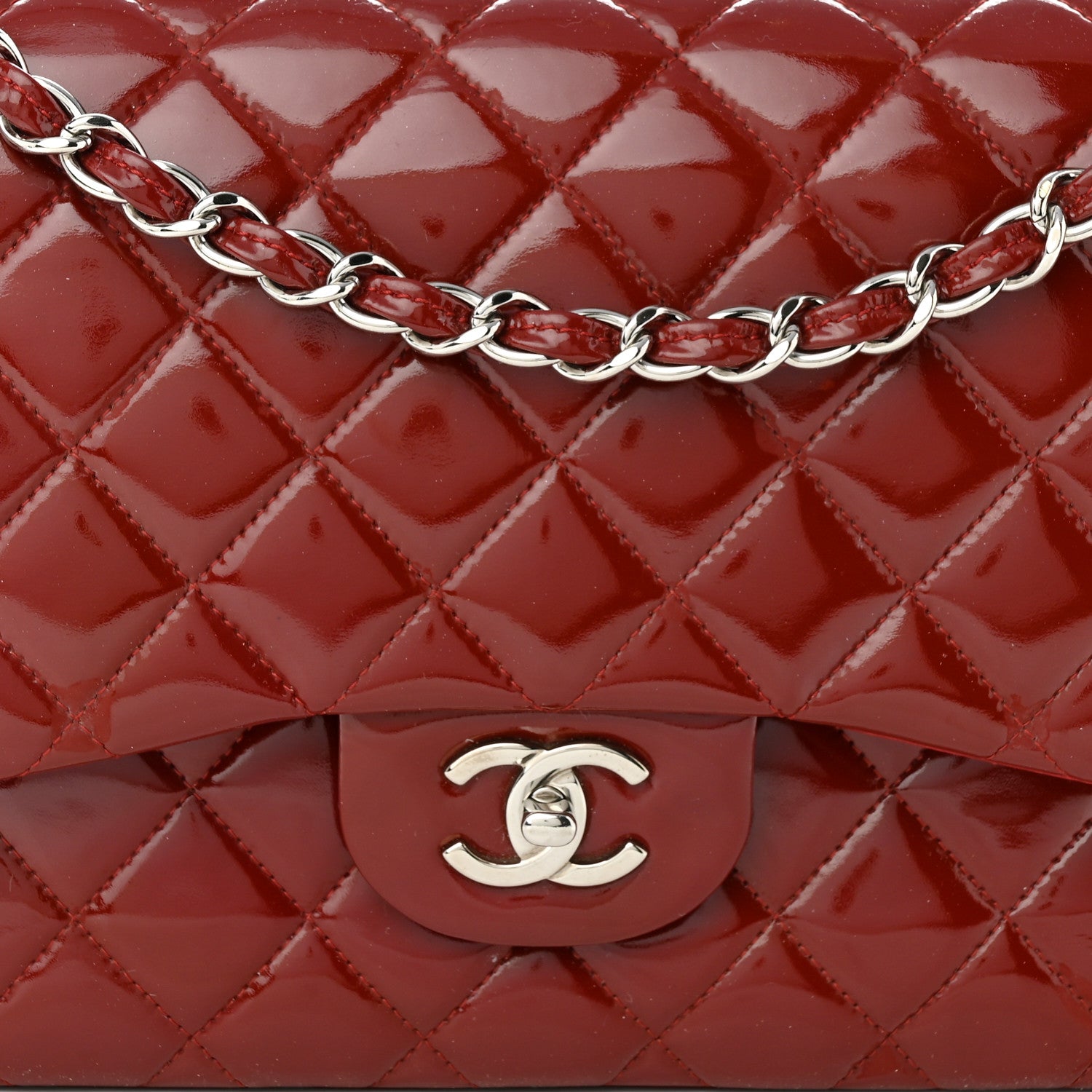 Chanel Patent Quilted Jumbo Double Flap Red 8 of 12