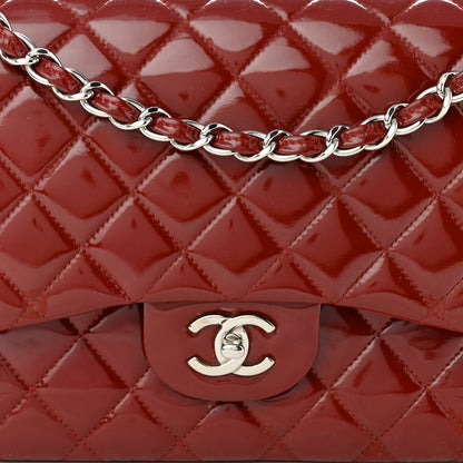 Chanel Patent Quilted Jumbo Double Flap Red 8 of 12