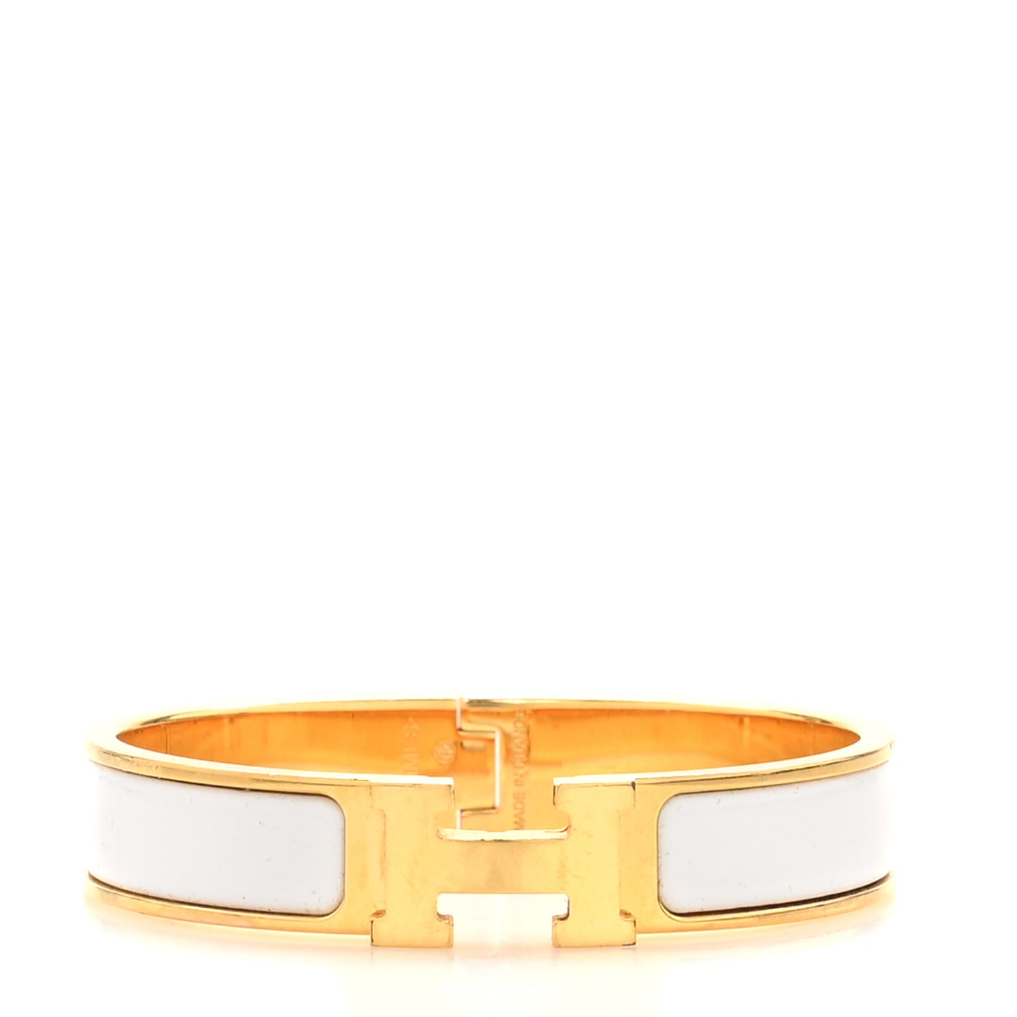 Enamel Narrow Clic Clac H Bracelet GM White