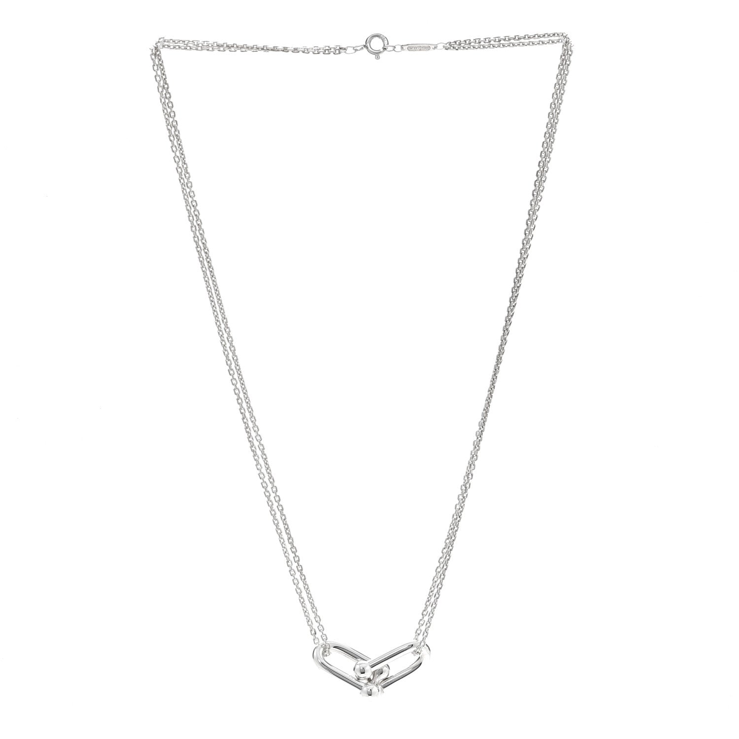 Tiffany Sterling Silver Double HardWear Link Pendant Necklace 3 of 6