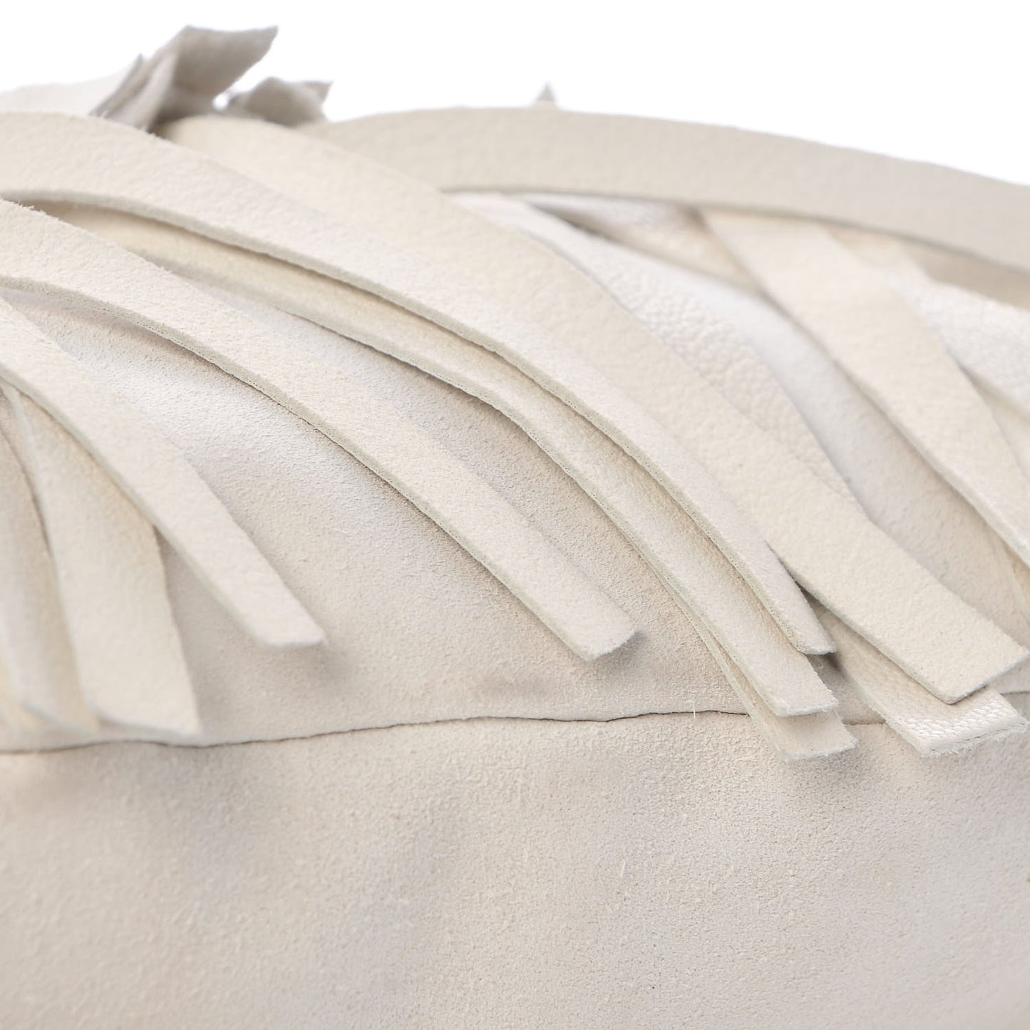 Suede Boheme Fringe Hobo White