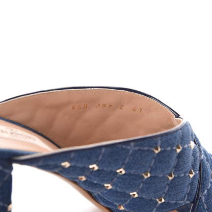 Valentino Garavani Denim Rockstud Spike Crisscross 90mm Slide Sandals 41 Light Denim 6 of 8