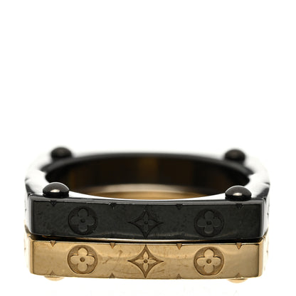 Louis Vuitton Monogram Bold Rings L 62 10 Gold Black 3 of 6