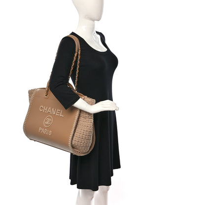 Chanel Calfskin Knit Medium Deauville Tote Beige 2 of 14