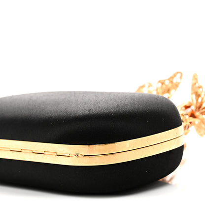 Alexander McQueen Satin Butterfly Knuckle Duster Box Clutch Black 11 of 13