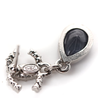 Chanel Crystal CC Tear Drop Earrings Blue Silver 4 of 4