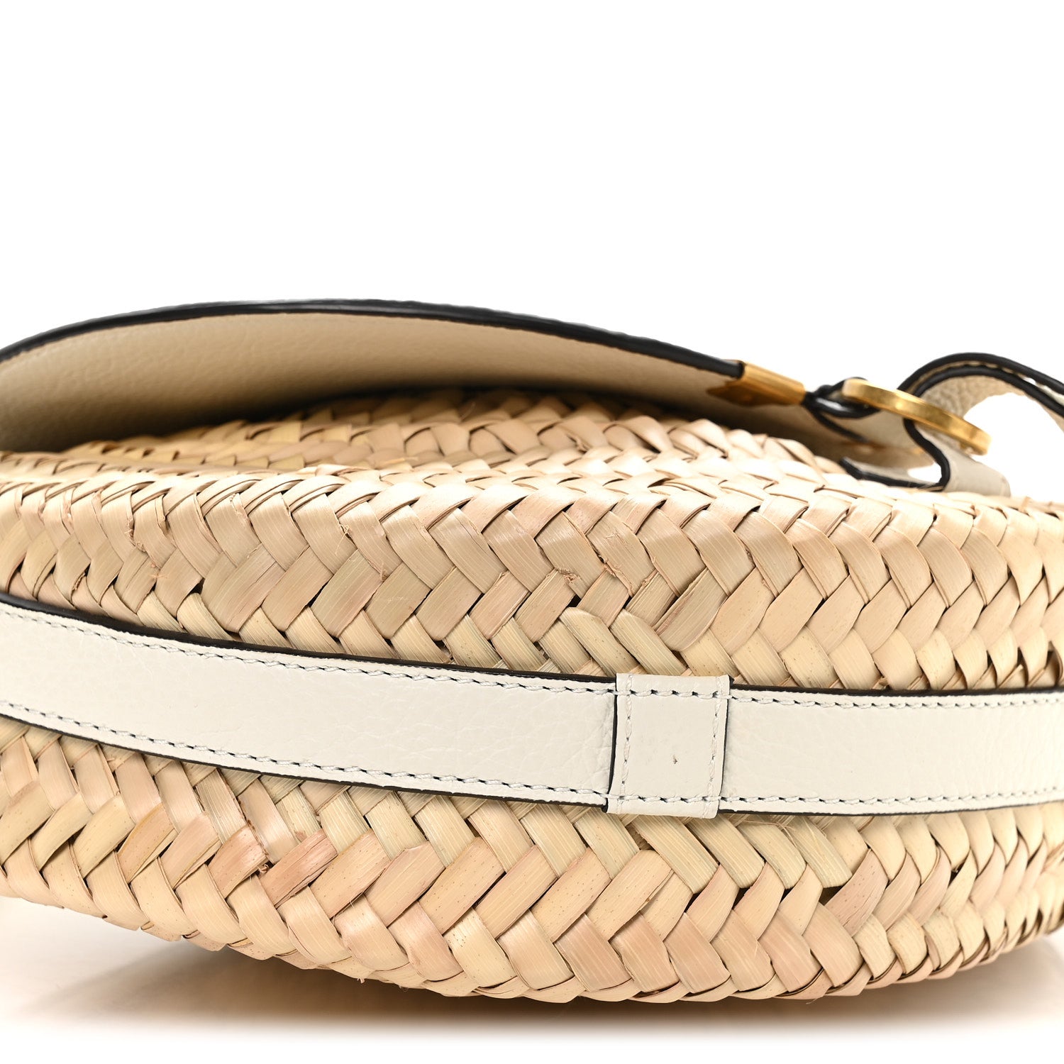 Chloe Raffia Small Grain Calfskin Small Marcie Basket Crossbody White 10 of 11