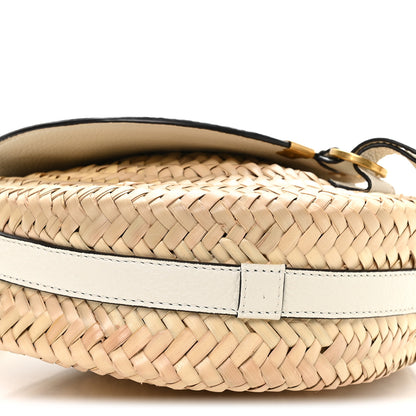 Chloe Raffia Small Grain Calfskin Small Marcie Basket Crossbody White 10 of 11