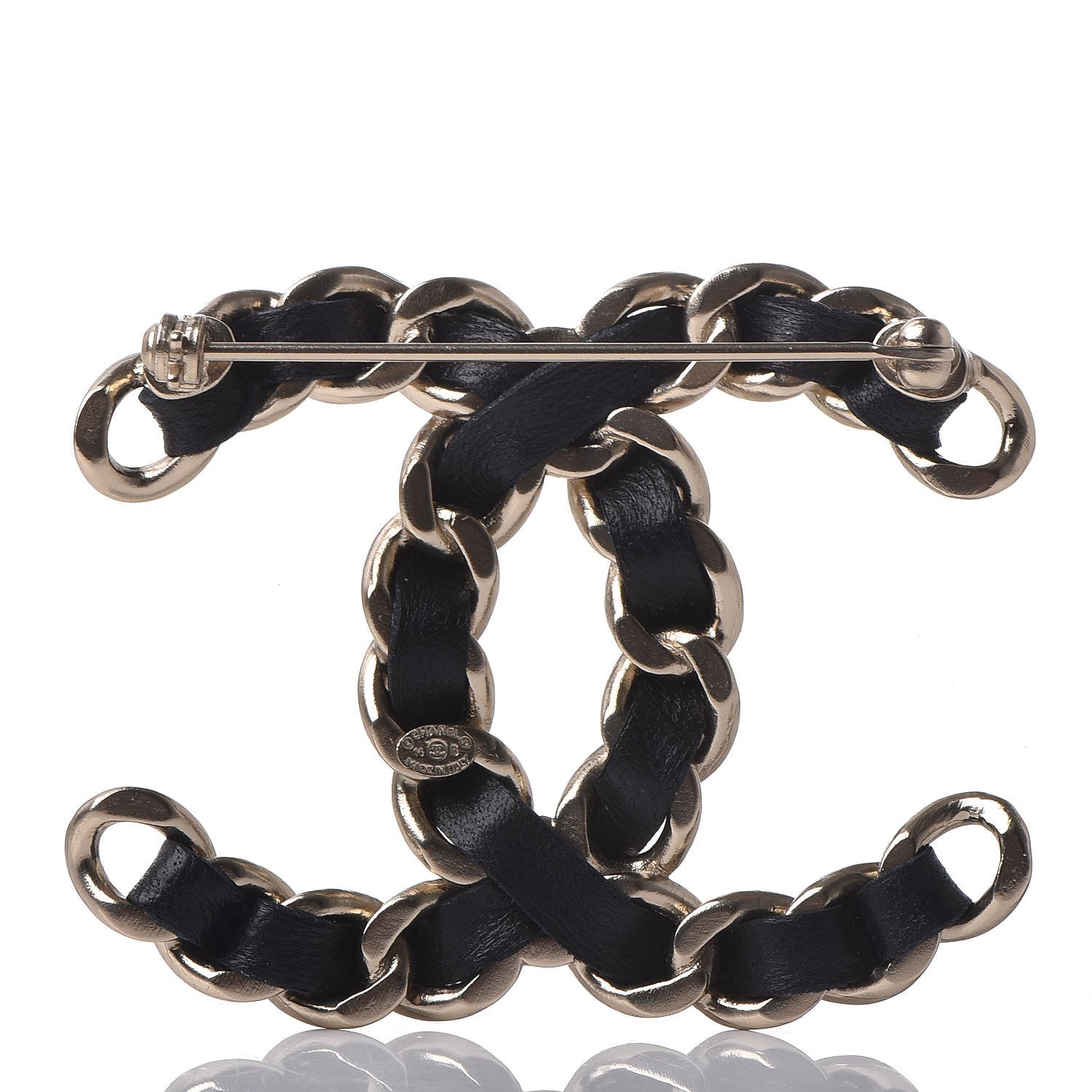 Chanel Lambskin Chain CC Brooch Black Gold 3 of 4