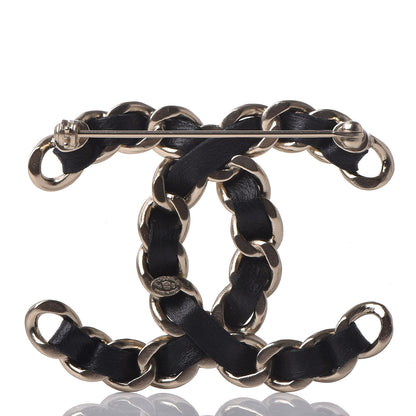 Chanel Lambskin Chain CC Brooch Black Gold 3 of 4