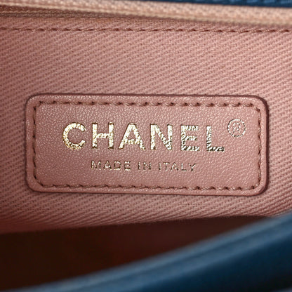 Chanel Grained Calfskin Quilted Medium Cuba Top Handle Flap Blue 6 of 10