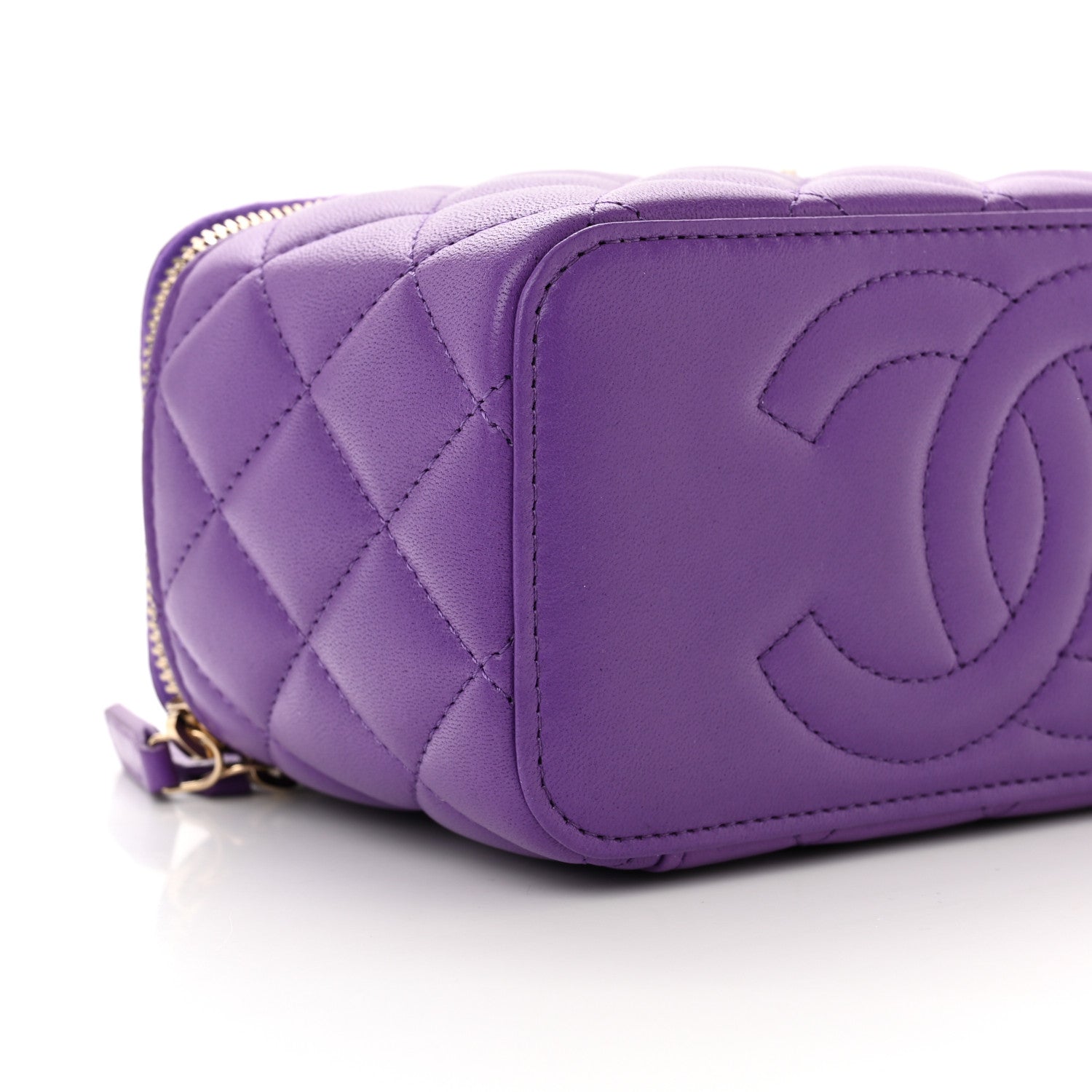 Chanel Lambskin Quilted Small Top Handle Vanity Case With Chain Purple 9 of 11