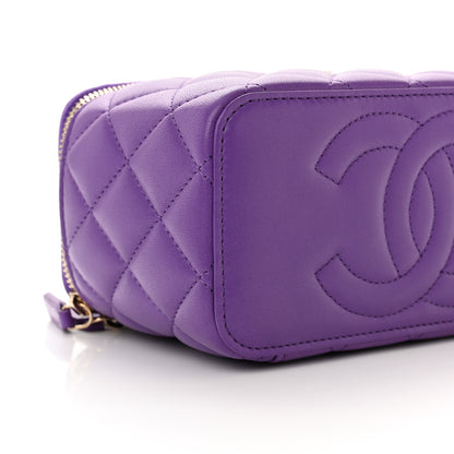 Chanel Lambskin Quilted Small Top Handle Vanity Case With Chain Purple 9 of 11