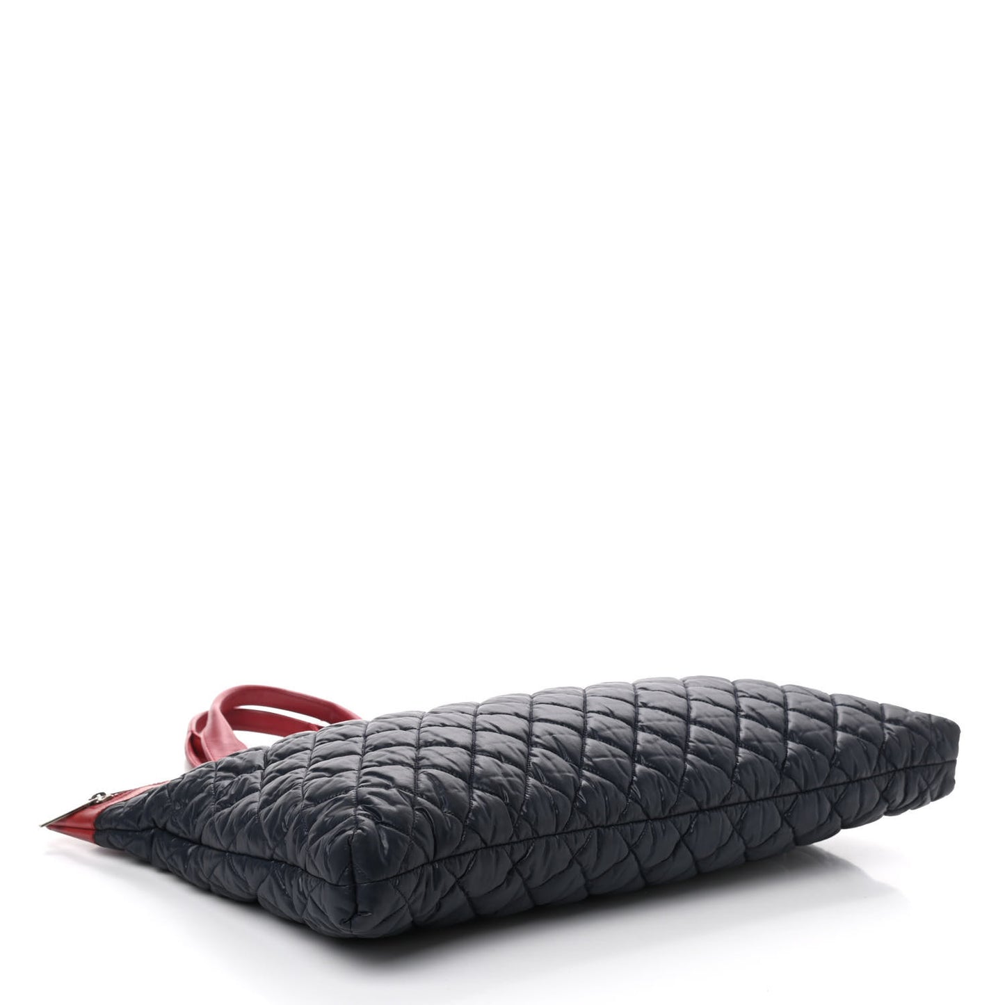 Nylon Quilted Coco Cocoon Flat Tote Navy Red