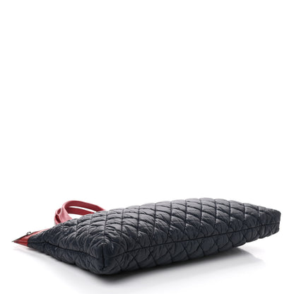 Chanel Nylon Quilted Coco Cocoon Flat Tote Navy Red 4 of 10