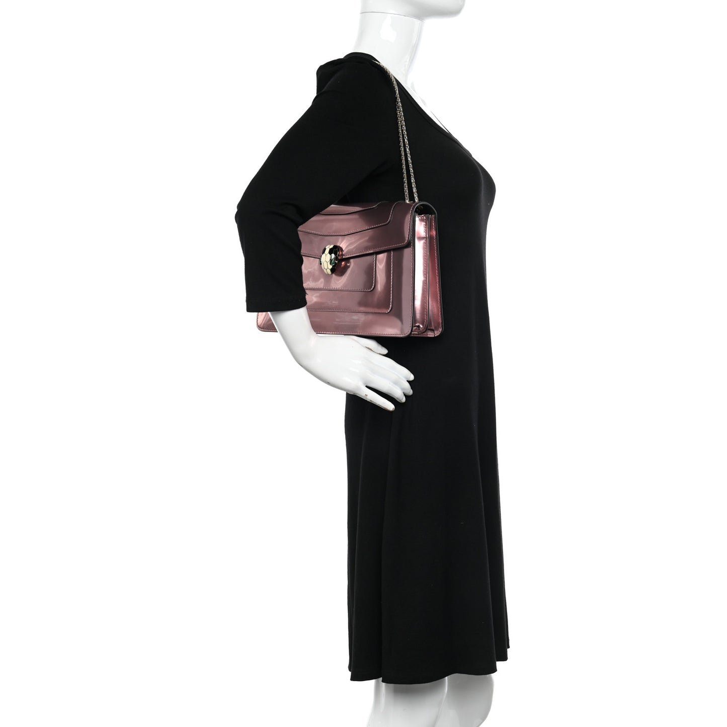Metallic Calfskin Serpenti Forever Crossbody Bag Rose Quartz