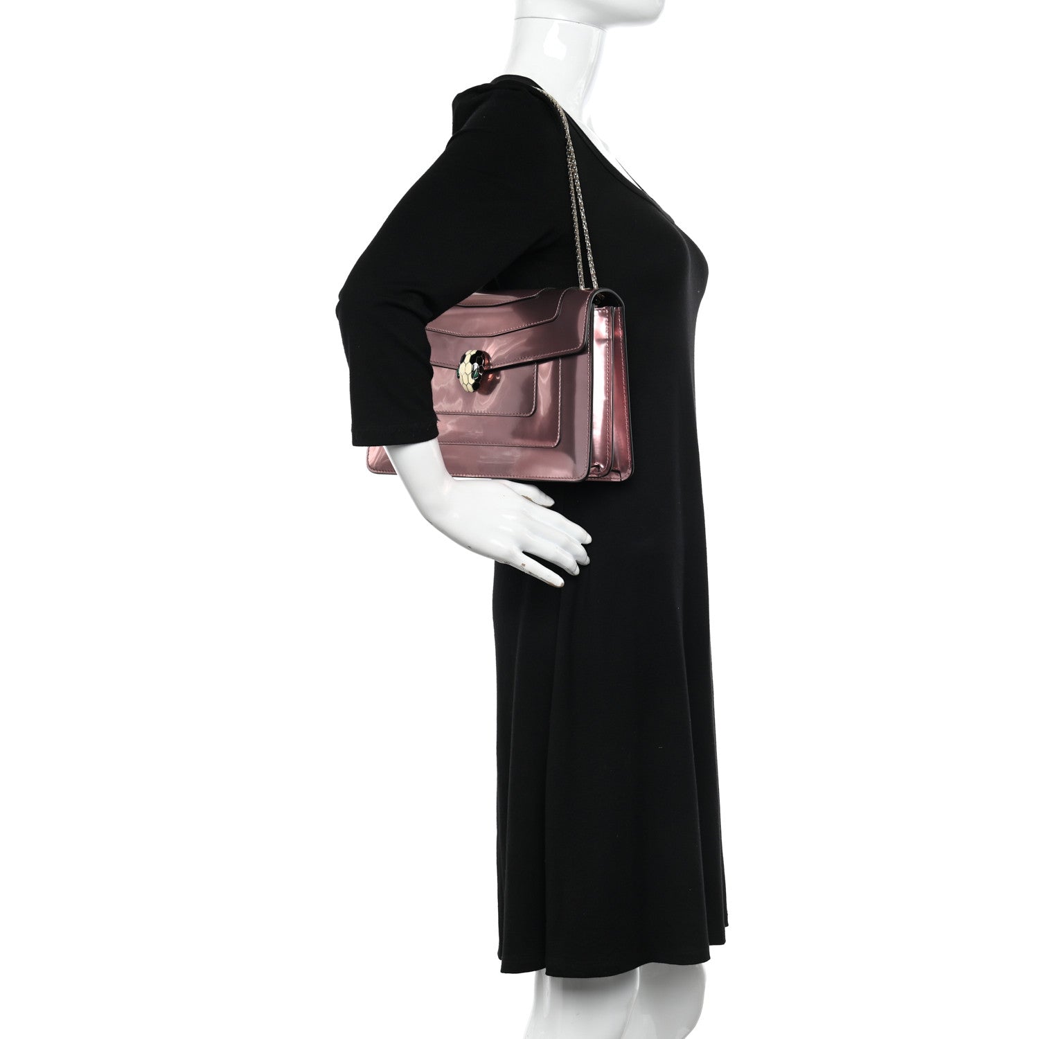 Bulgari Metallic Calfskin Serpenti Forever Crossbody Bag Rose Quartz 2 of 12
