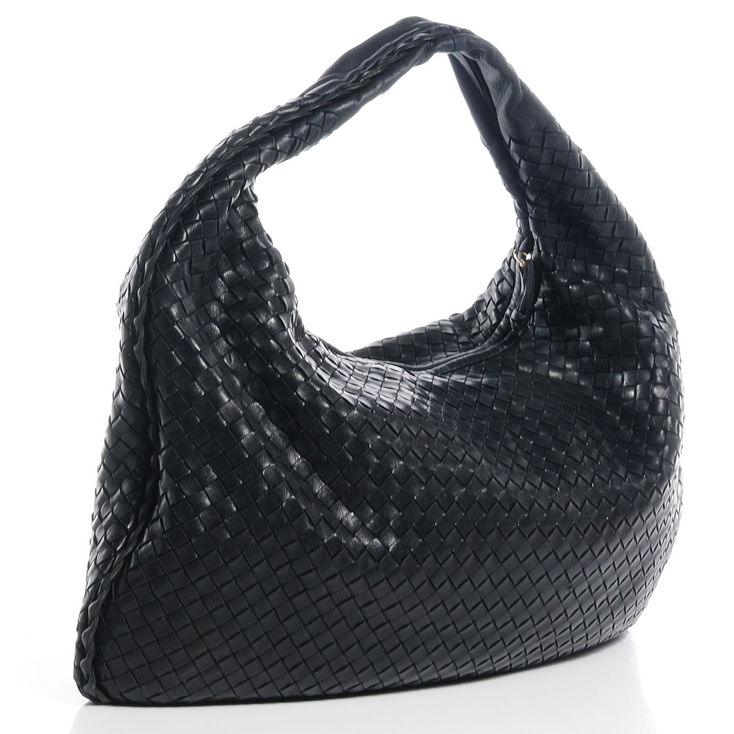 Nappa Intrecciato Large Veneta Hobo Nero Black