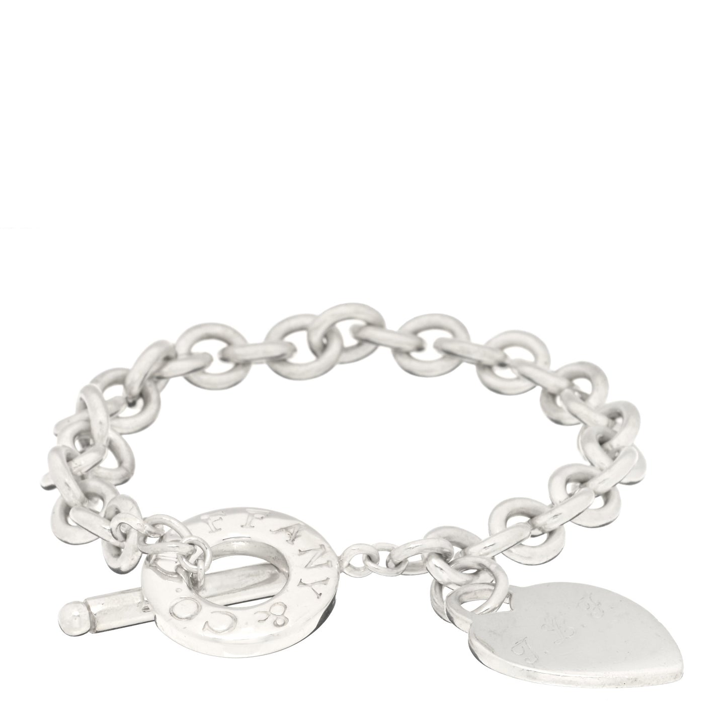 Sterling Silver Heart Tag Toggle Bracelet