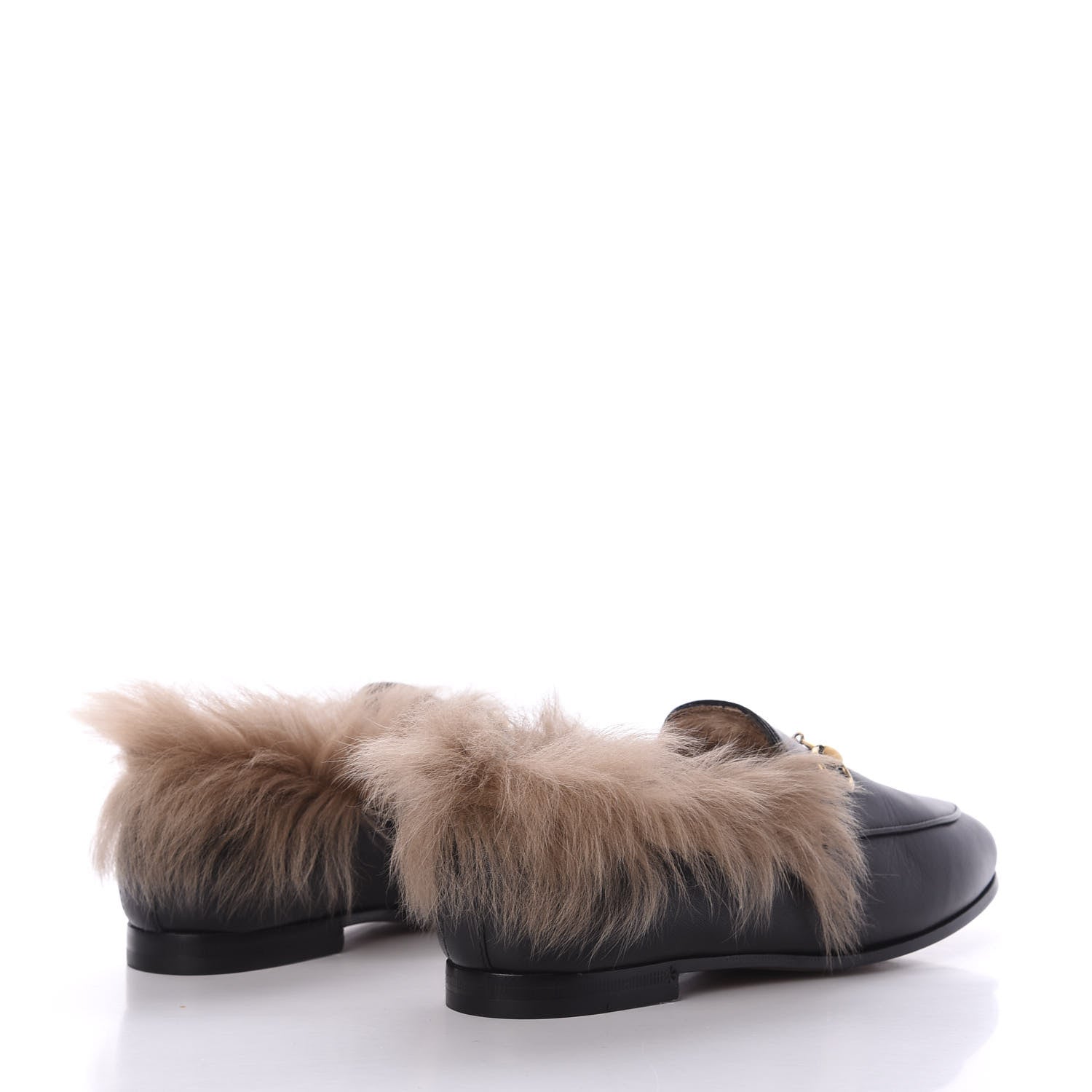 Gucci Malaga Kid Fur Womens Jordaan Loafers 36 Black Natural 4 of 9