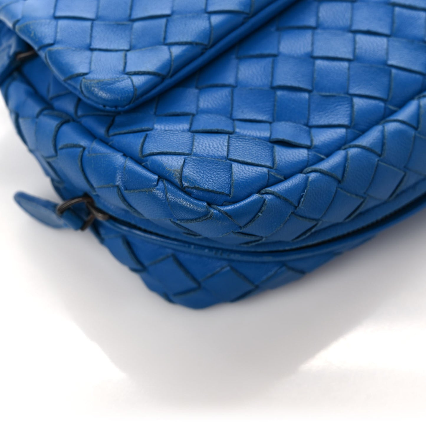 Nappa Intrecciato Small Chain Crossbody Cobalt
